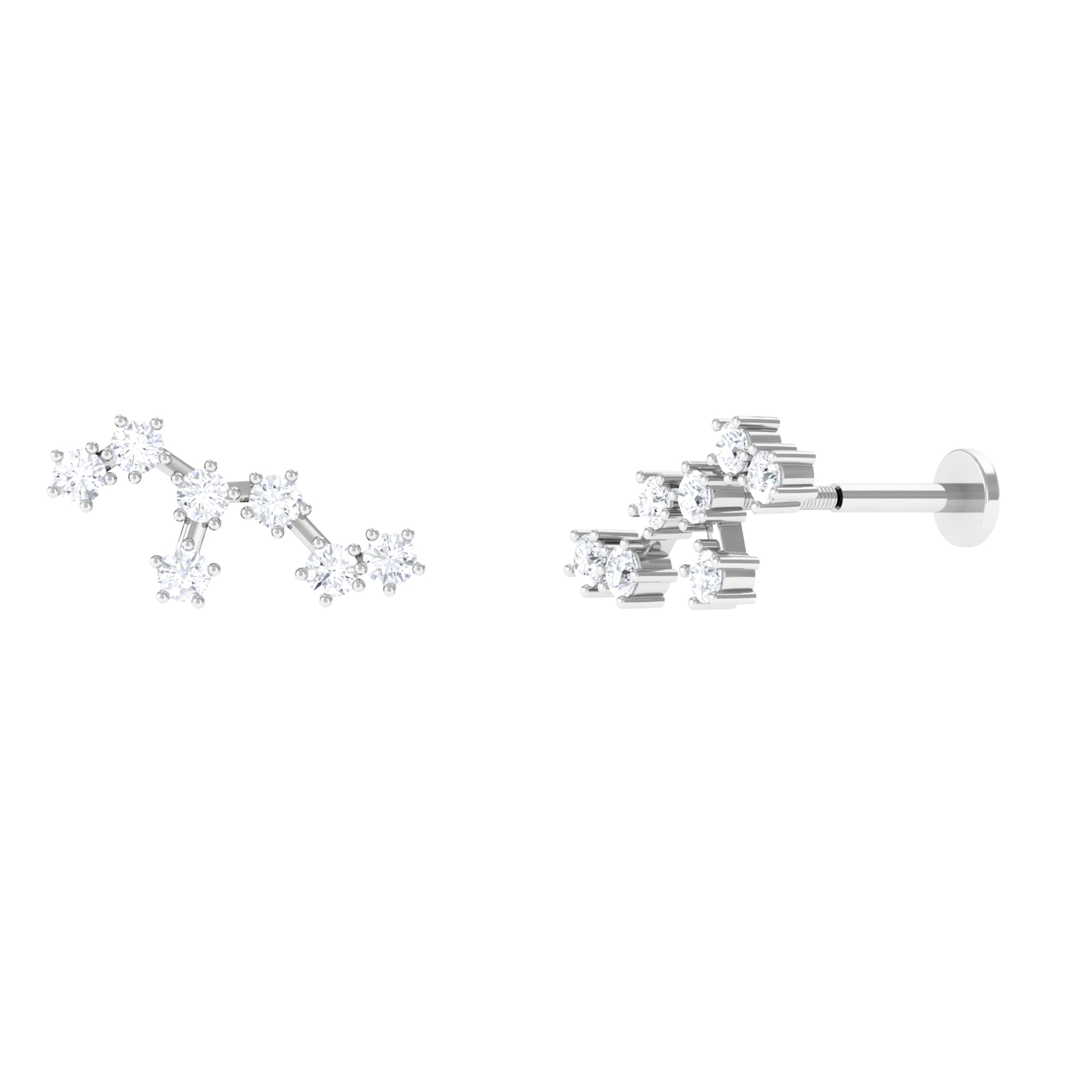 Certified Moissanite Leo Zodiac Ear Climber Earring Moissanite - ( D-VS1 ) - Color and Clarity - Rosec Jewels