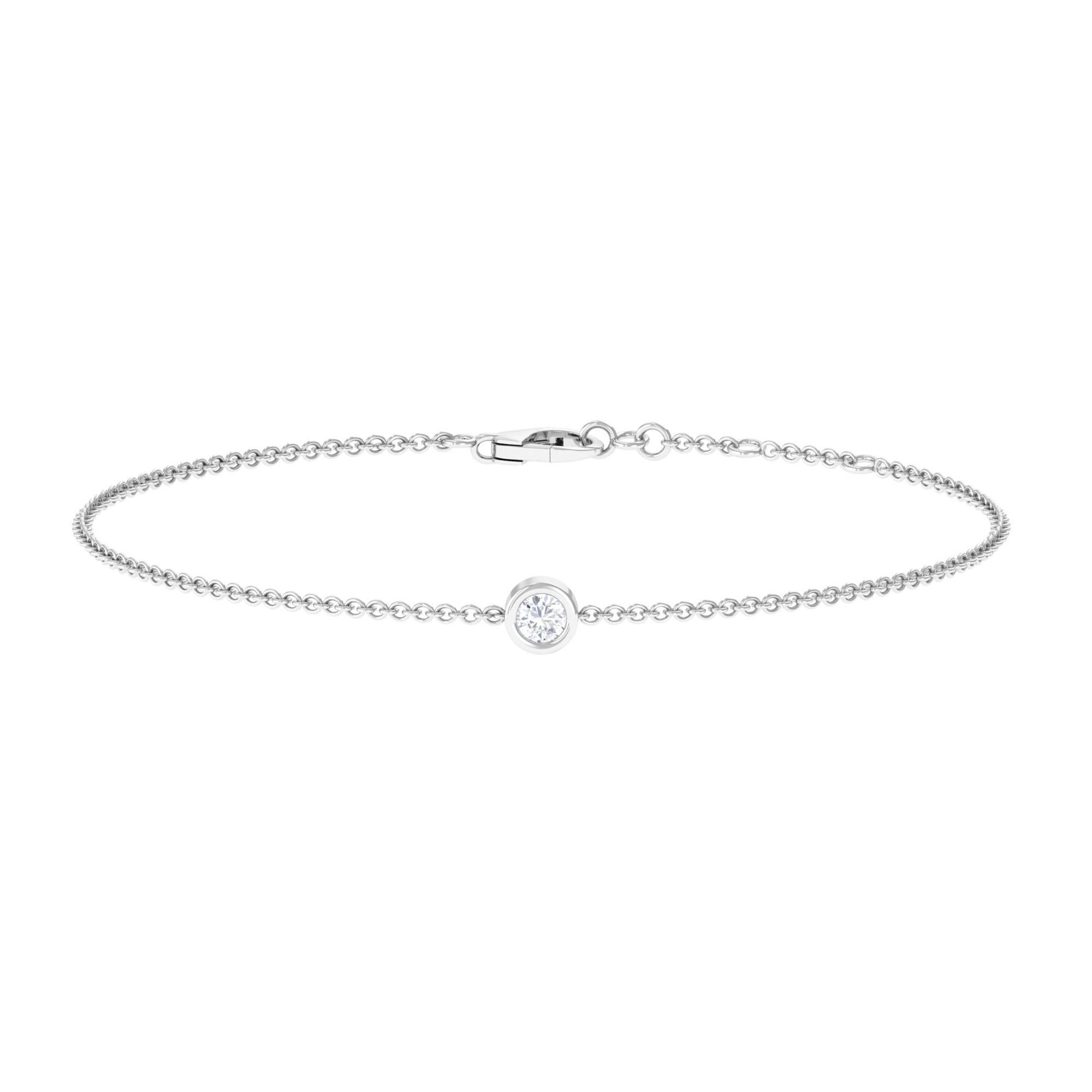 Bezel Set Diamond Chain Bracelet Diamond - ( HI-SI ) - Color and Clarity - Rosec Jewels