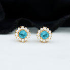 1 CT Aquamarine and Diamond Halo Stud Earrings Aquamarine - ( AAA ) - Quality - Rosec Jewels
