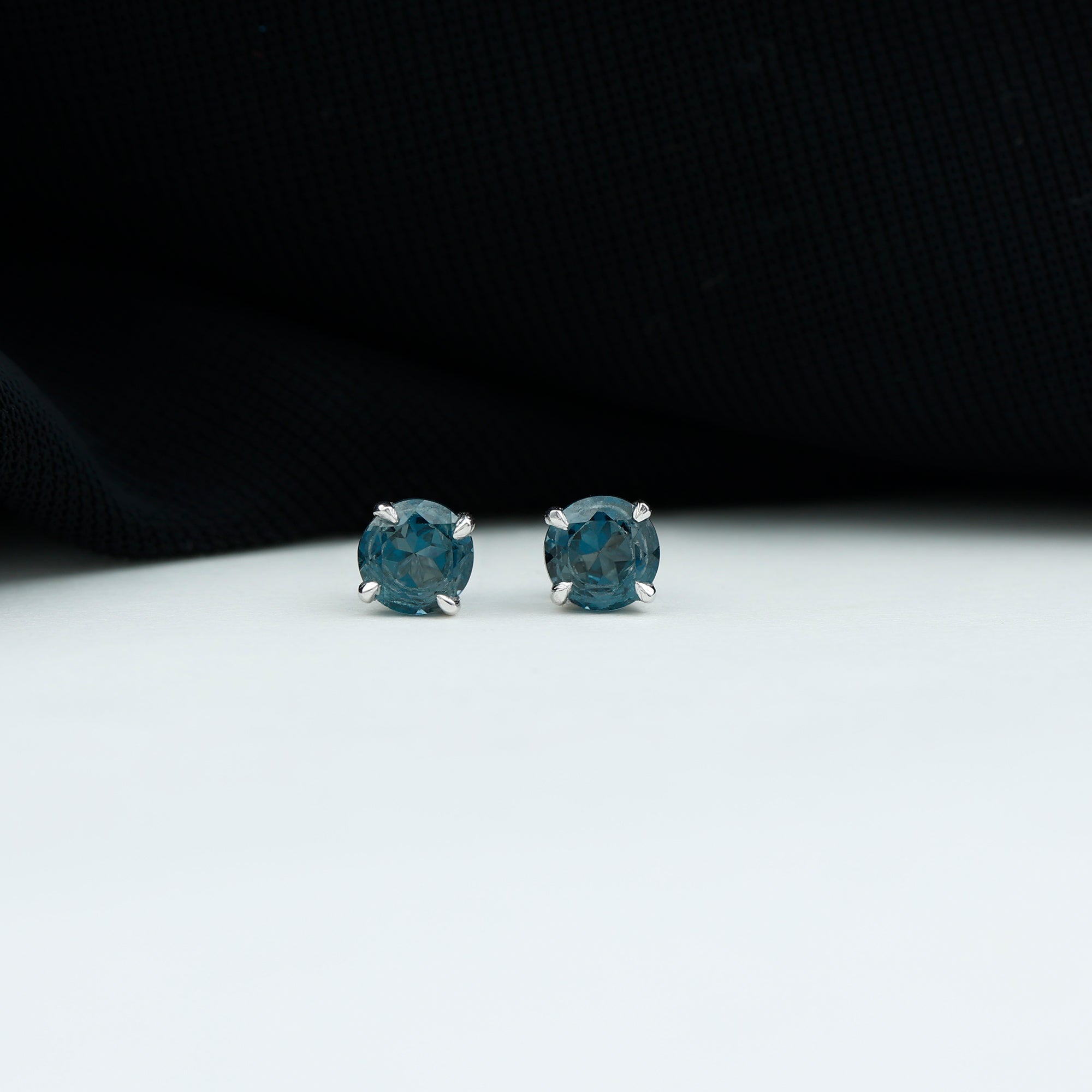 Round London Blue Topaz Stud Earrings For Women London Blue Topaz - ( AAA ) - Quality 92.5 Sterling Silver - Rosec Jewels