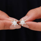 Natural Diamond Gold Snowflake Stud Earrings Diamond - ( HI-SI ) - Color and Clarity - Rosec Jewels