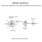 Antique Style Tanzanite and Diamond Halo Stud Earrings Tanzanite - ( AAA ) - Quality - Rosec Jewels