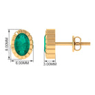 1 CT Oval Emerald Solitaire Stud Earrings in Bezel Setting Emerald - ( AAA ) - Quality - Rosec Jewels