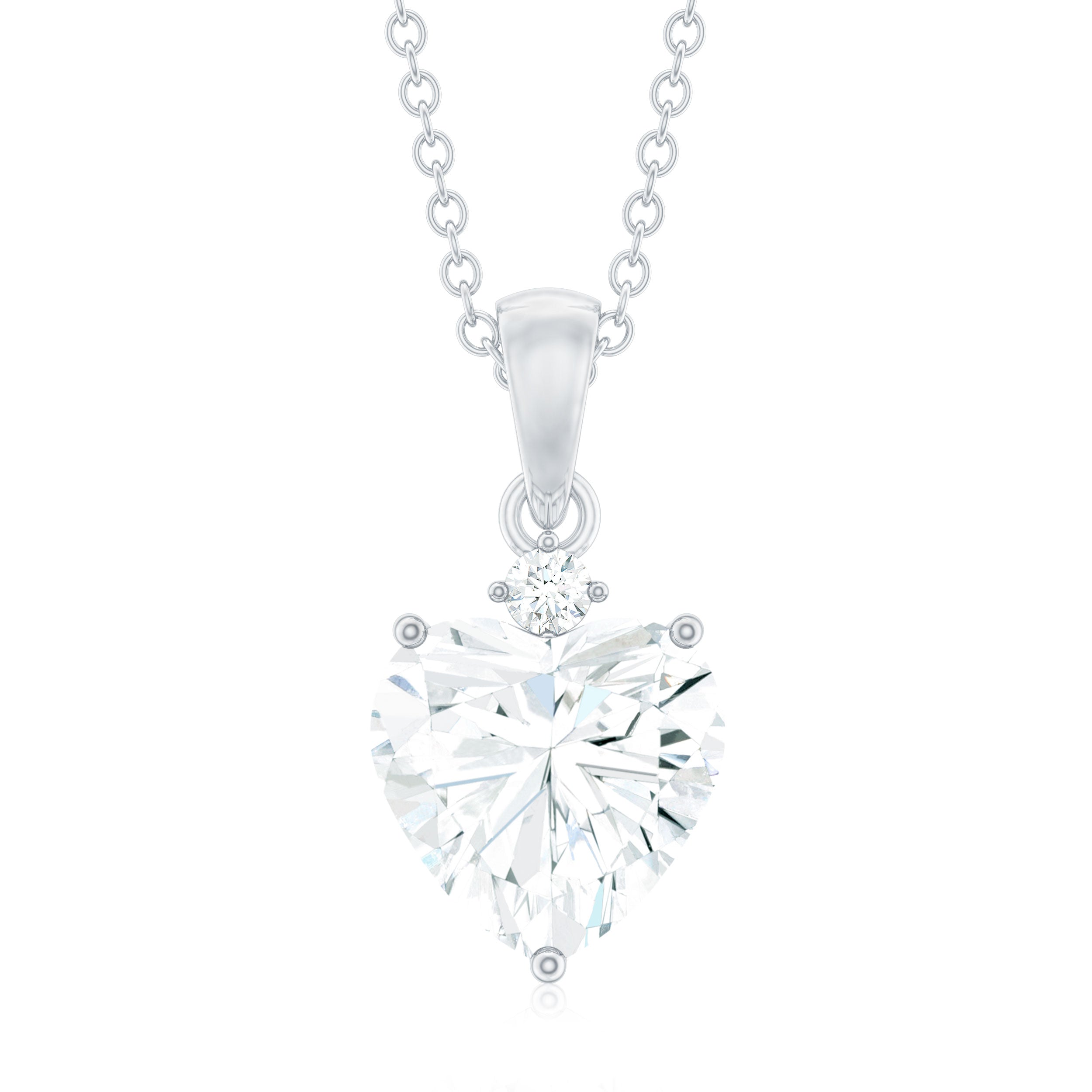 Certified Moissanite Solitaire Heart Shape Pendant Moissanite - ( D-VS1 ) - Color and Clarity - Rosec Jewels