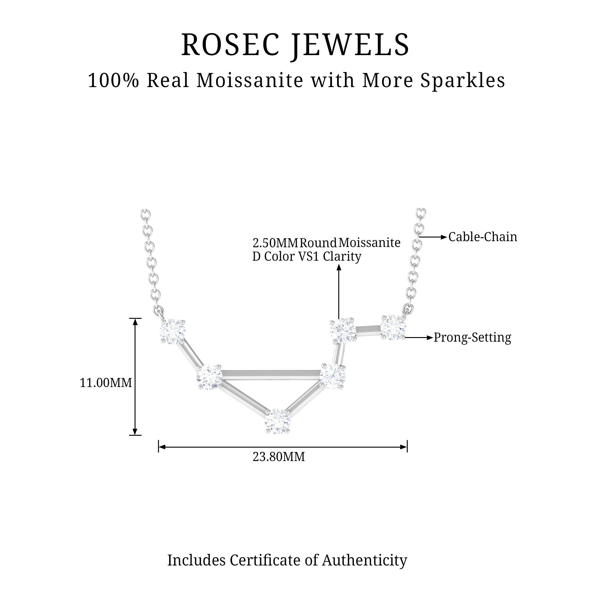 Moissanite Libra Constellation Necklace - Rosec Jewels