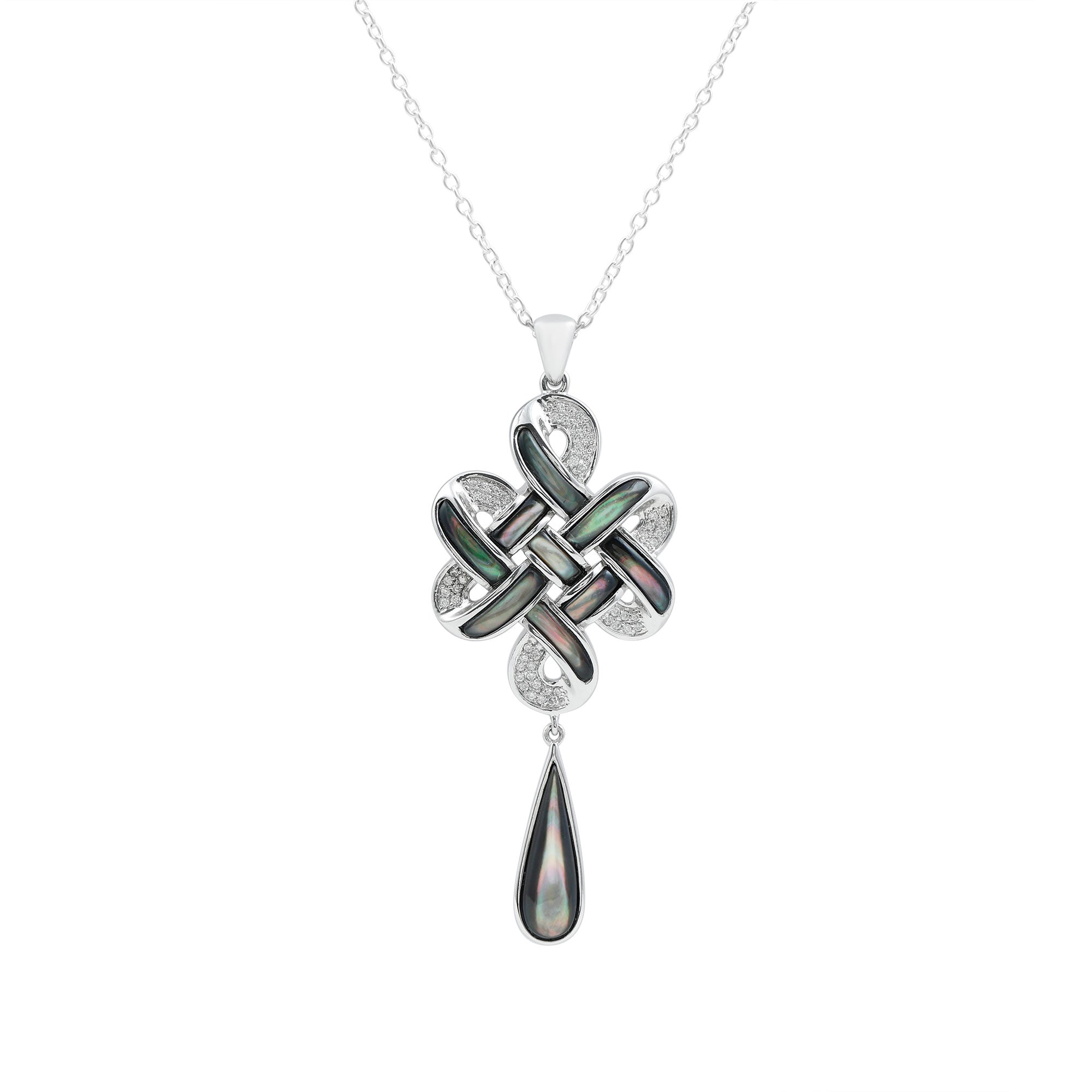 Mother of Pearl Drop Pendant Necklace in Silver - Rosec Jewels