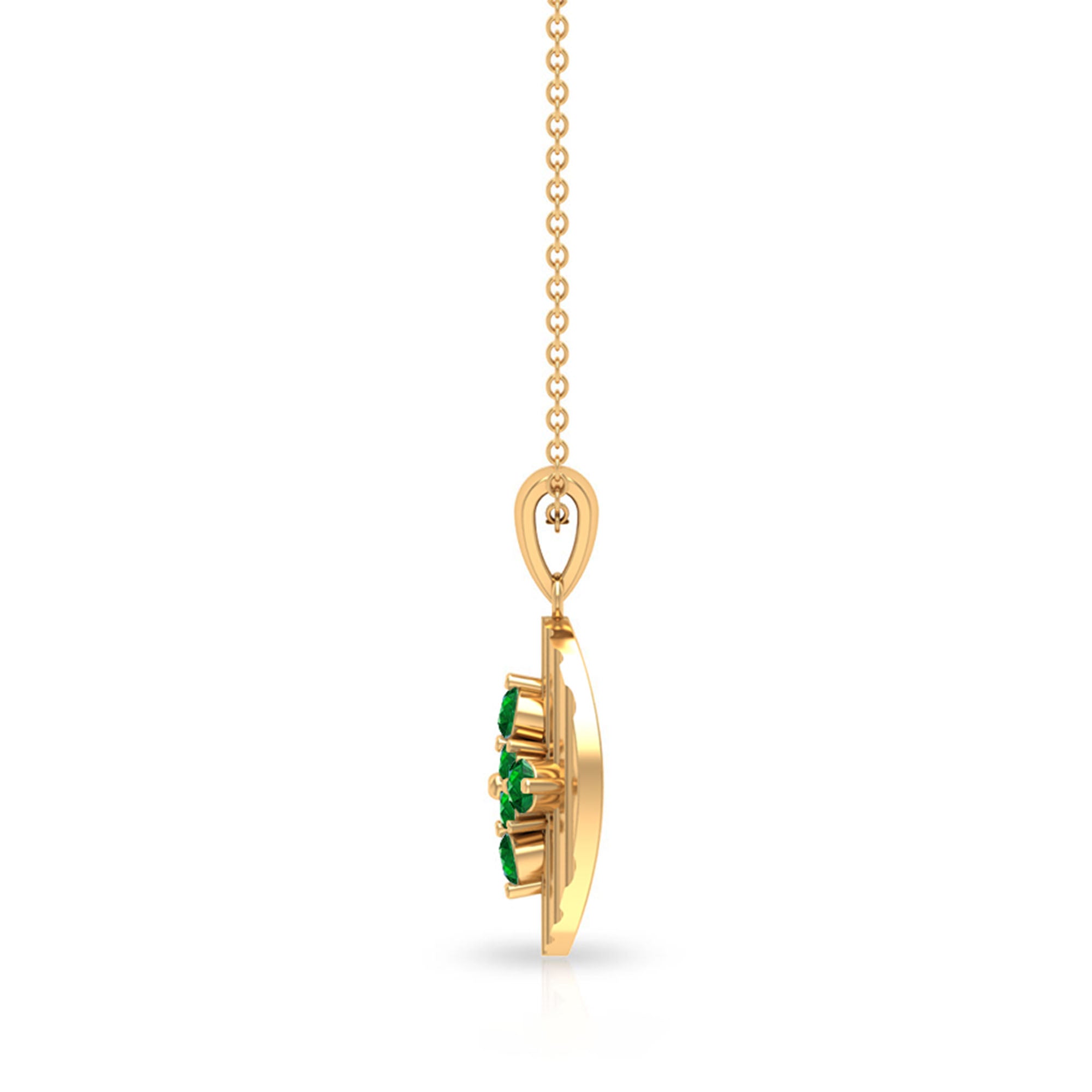 0.5 CT Emerald Cluster Gold Pendant Necklace in Prong Setting Emerald - ( AAA ) - Quality - Rosec Jewels