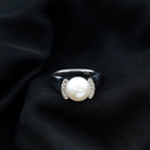 8.25 CT Freshwater Pearl Solitaire with Diamond Collar Ring Freshwater Pearl - ( AAA ) - Quality - Rosec Jewels
