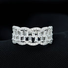 Round and Baguette Cut Zircon Classic Wedding Band Ring Zircon - ( AAAA ) - Quality - Rosec Jewels
