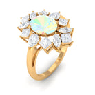2.50 CT Oval Ethiopian Opal Cocktail Engagement Ring with Moissanite Ethiopian Opal - ( AAA ) - Quality - Rosec Jewels
