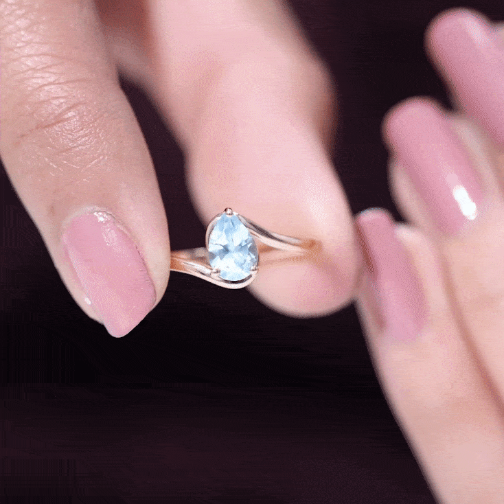 Pear Cut Sky Blue Topaz Solitaire Bypass Ring Sky Blue Topaz - ( AAA ) - Quality - Rosec Jewels