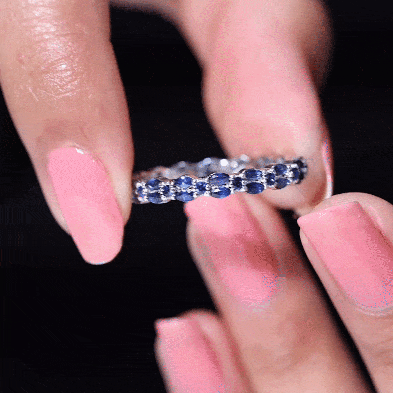 1.5 CT Marquise and Round Blue Sapphire Contemporary Full Eternity Ring Blue Sapphire - ( AAA ) - Quality - Rosec Jewels