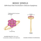 3/4 CT Round Shape Pink Tourmaline Cluster Flower Ring Pink Tourmaline - ( AAA ) - Quality - Rosec Jewels