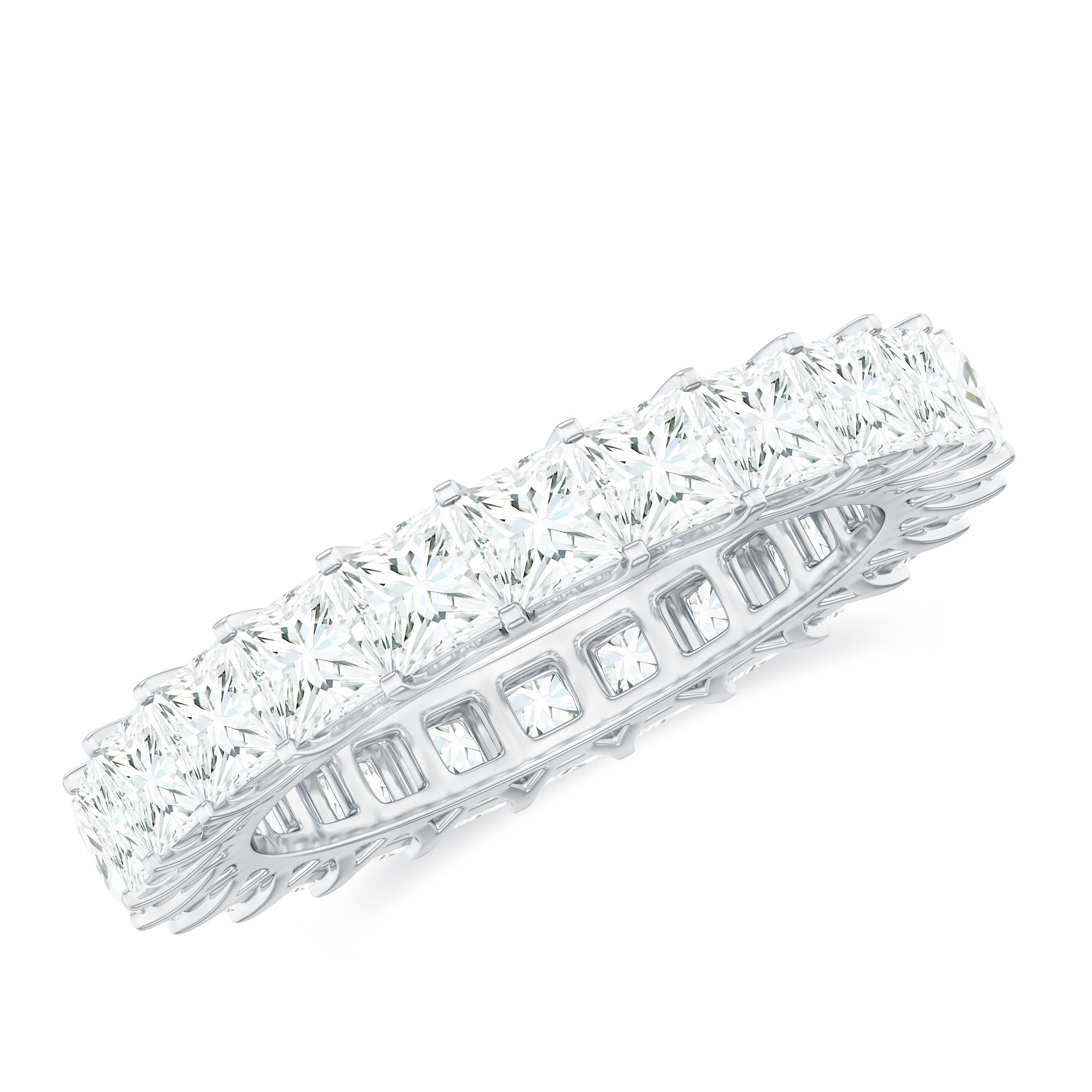 Princess Cut Moissanite Full Eternity Band Ring Moissanite - ( D-VS1 ) - Color and Clarity 92.5 Sterling Silver 5.5 - Rosec Jewels
