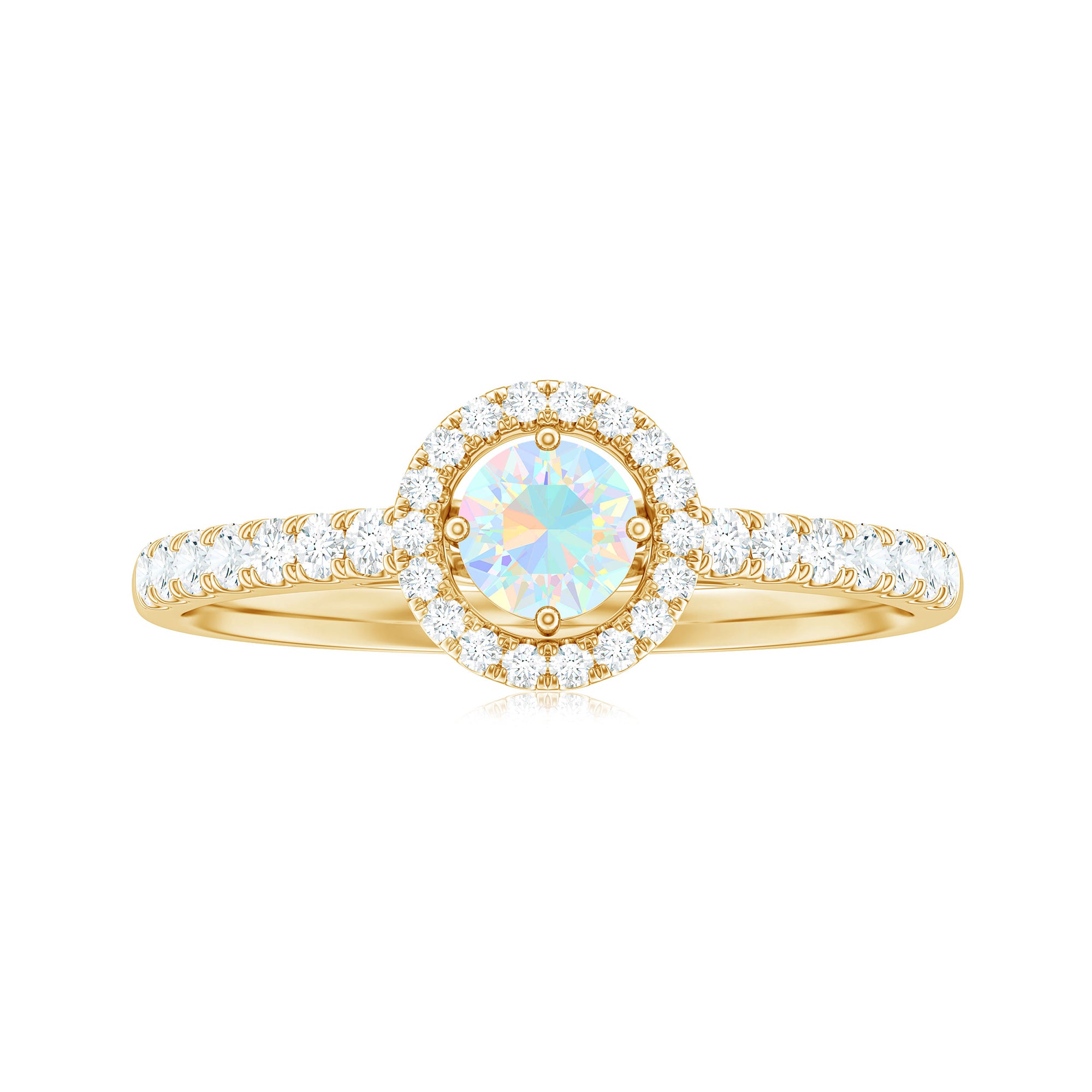 0.75 CT Ethiopian Opal and Diamond Halo Engagement Ring Ethiopian Opal - ( AAA ) - Quality - Rosec Jewels