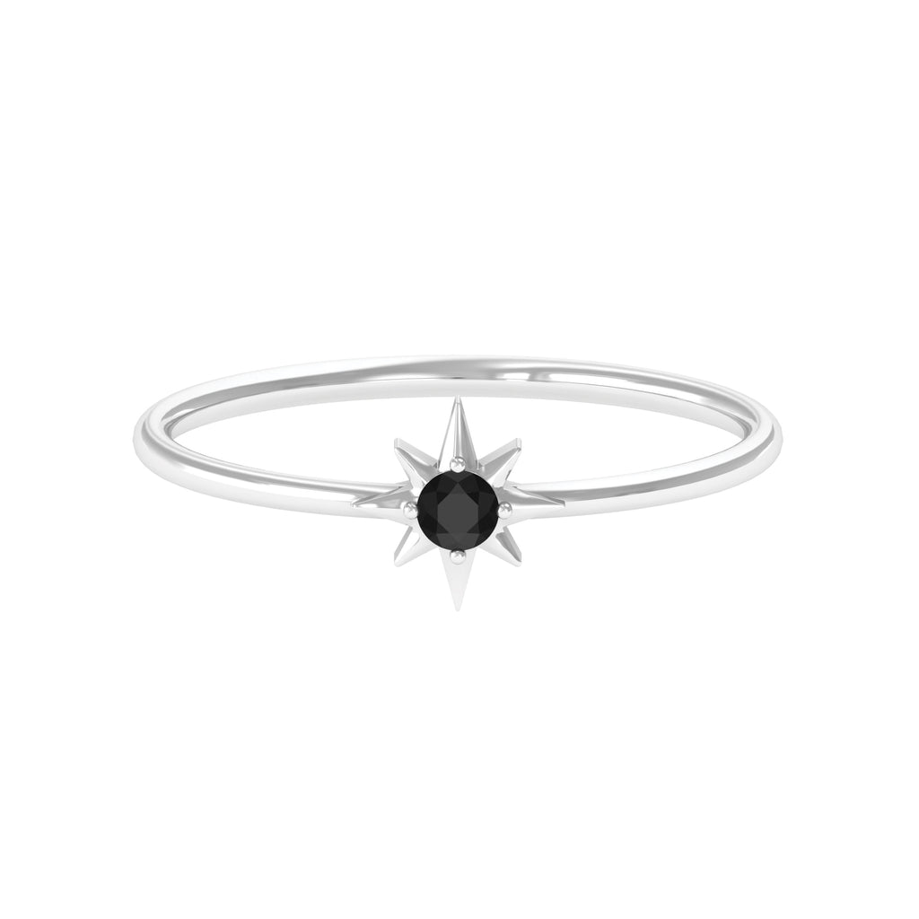 Rosec Jewels-Round Black Spinel Sunburst Promise Ring