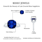 Cushion Cut Created Blue Sapphire Solitaire Silver Ring Lab Created Blue Sapphire - ( AAAA ) - Quality 14K Yellow Gold 9 - Rosec Jewels