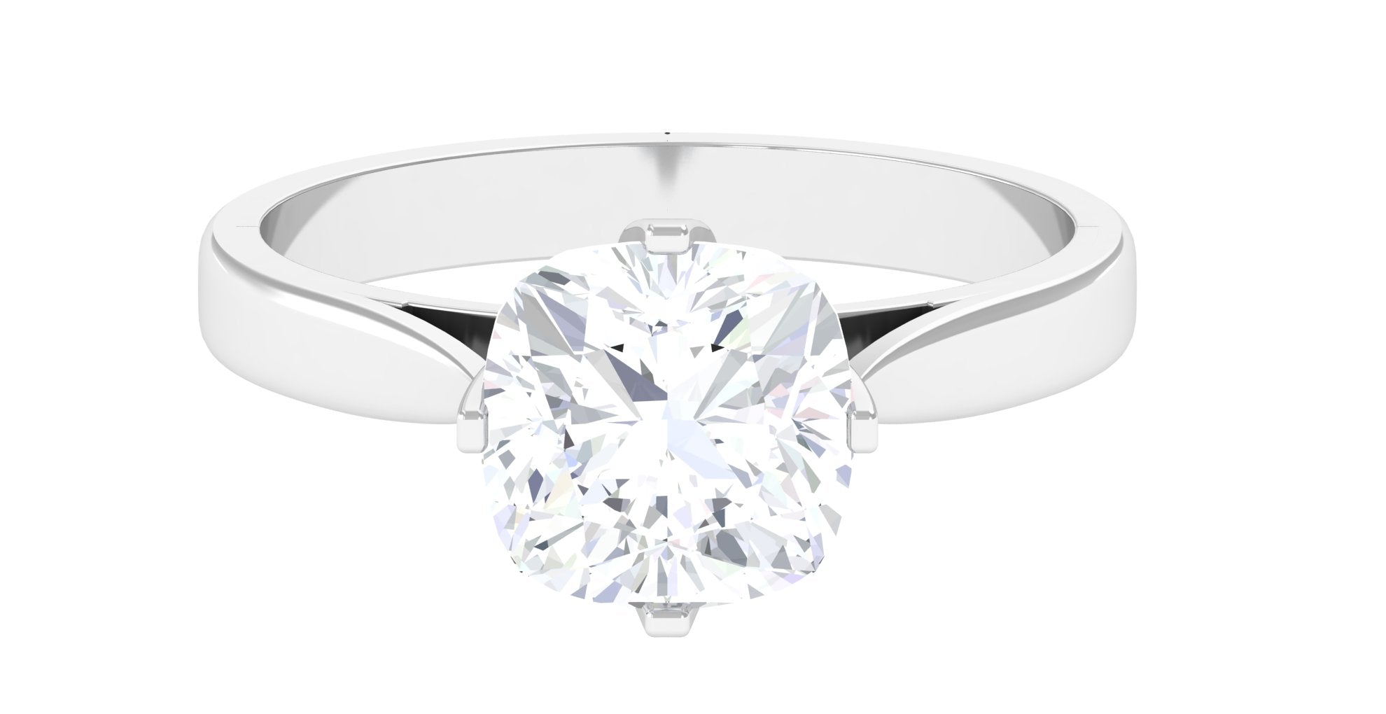 3.25 CT Cushion Cut Moissanite Solitaire Ring in Gold Moissanite - ( D-VS1 ) - Color and Clarity 14K White Gold 6.5 - Rosec Jewels