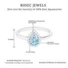 3/4 CT Pear Cut Aquamarine Solitaire Engagement Ring with Diamond Halo Aquamarine - ( AAA ) - Quality - Rosec Jewels