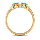 Pear Shape Emerald and Diamond Cluster Promise Ring Emerald - ( AAA ) - Quality - Rosec Jewels