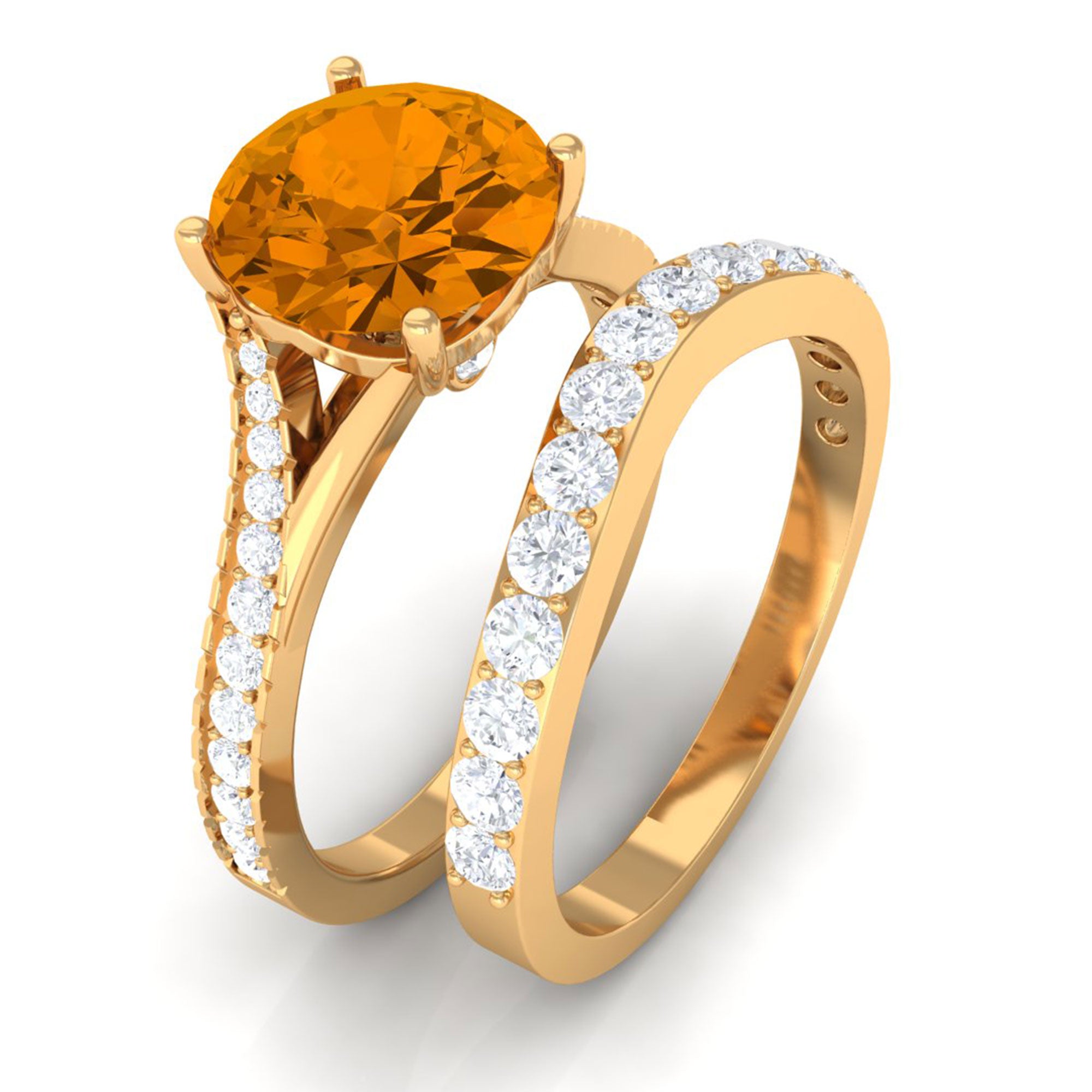3.50 CT Wedding and Engagement Ring Set with Citrine and Moissanite Citrine - ( AAA ) - Quality - Rosec Jewels