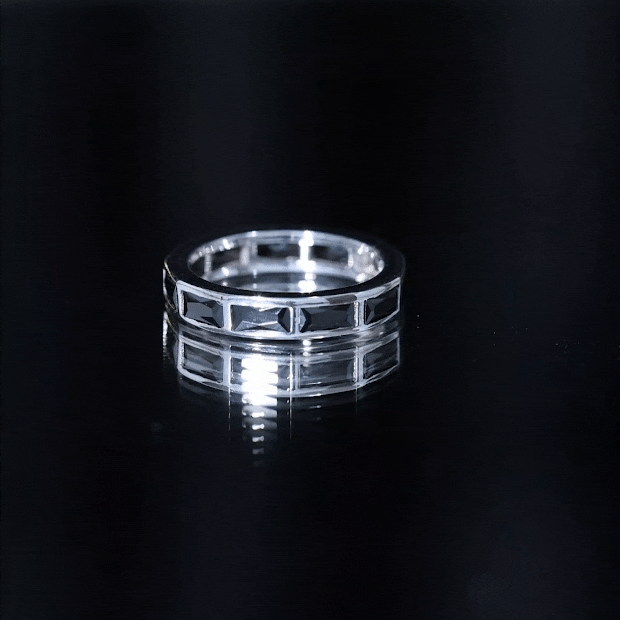 Baguette Cut Lab Grown Black Diamond Eternity Band Ring Lab Created Black Diamond - ( AAAA ) - Quality - Rosec Jewels