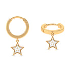Round Diamond Star Drop Hoop Earring for Helix Piercing Diamond - ( HI-SI ) - Color and Clarity - Rosec Jewels