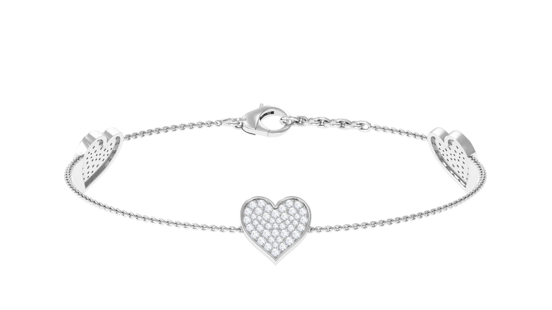 1.25 CT Cubic Zirconia Station Chain Heart Bracelet in Gold Zircon - ( AAAA ) - Quality - Rosec Jewels