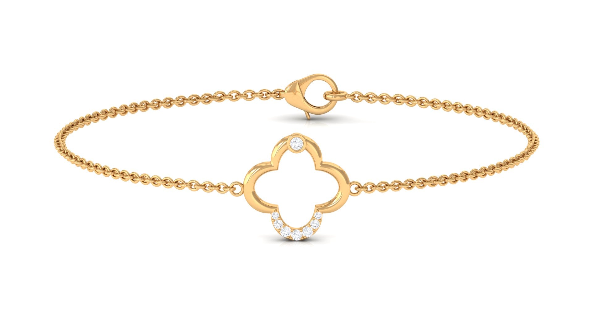 Elegant Cubic Zirconia Flower Chain Bracelet in Gold Zircon - ( AAAA ) - Quality - Rosec Jewels