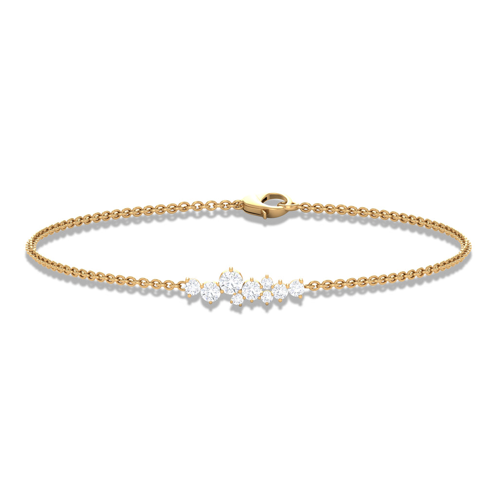 1/2 CT Cubic Zirconia Cluster Chain Bracelet in Gold Zircon - ( AAAA ) - Quality - Rosec Jewels