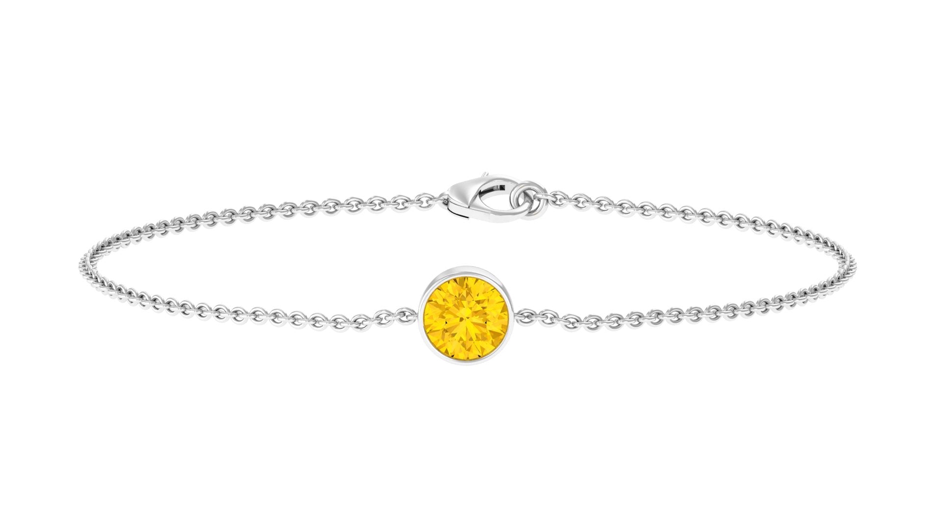 Bezel Set Yellow Sapphire Simple Solitaire Bracelet Yellow Sapphire - ( AAA ) - Quality - Rosec Jewels