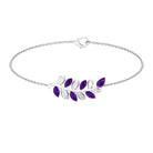1.25 CT Natural Amethyst Gold Leaf Chain Bracelet Amethyst - ( AAA ) - Quality - Rosec Jewels