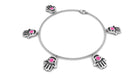 Round Pink Sapphire Hamsa Charm Bracelet Pink Sapphire - ( AAA ) - Quality - Rosec Jewels