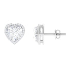 3.25 CT Cubic Zirconia Heart Stud Earrings with Halo Zircon - ( AAAA ) - Quality - Rosec Jewels