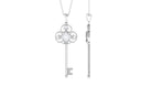 Round and Princess Cut Moissanite Key Pendant Necklace in Bezel Set Moissanite - ( D-VS1 ) - Color and Clarity - Rosec Jewels