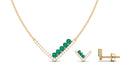 Emerald and Diamond Chevron jewelry Set Emerald - ( AAA ) - Quality - Rosec Jewels