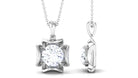 Certified Moissanite Solitaire Pendant in Prong Setting Moissanite - ( D-VS1 ) - Color and Clarity - Rosec Jewels
