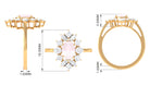 Oval Cut Rose Quartz Cocktail Ring with Moissanite Stones Rose Quartz - ( AAA ) - Quality - Rosec Jewels