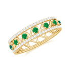 Natural Emerald and Diamond Designer Band Ring Emerald - ( AAA ) - Quality - Rosec Jewels