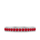 Channel Set Round Created Ruby Eternity Ring with Gold Beaded Lab Created Ruby - ( AAAA ) - Quality - Rosec Jewels