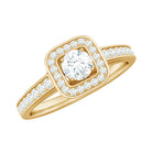 1 CT Certified Moissanite Halo Engagement Ring in Gold Moissanite - ( D-VS1 ) - Color and Clarity - Rosec Jewels