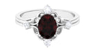 Oval Garnet Cocktail Ring with Diamond Garnet - ( AAA ) - Quality - Rosec Jewels