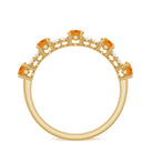 0.75 CT Orange Sapphire and Diamond Semi Eternity Gold Ring Orange Sapphire - ( AAA ) - Quality - Rosec Jewels
