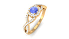 Round Tanzanite Crisscross Engagement Ring with Diamond Halo Tanzanite - ( AAA ) - Quality - Rosec Jewels