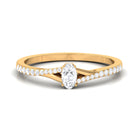 Minimal Oval Shape Moissanite Solitaire Ring in Split Shank Moissanite - ( D-VS1 ) - Color and Clarity - Rosec Jewels