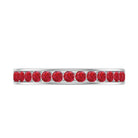 Channel Set Round Lab-Created Ruby Half Eternity Ring Lab Created Ruby - ( AAAA ) - Quality - Rosec Jewels