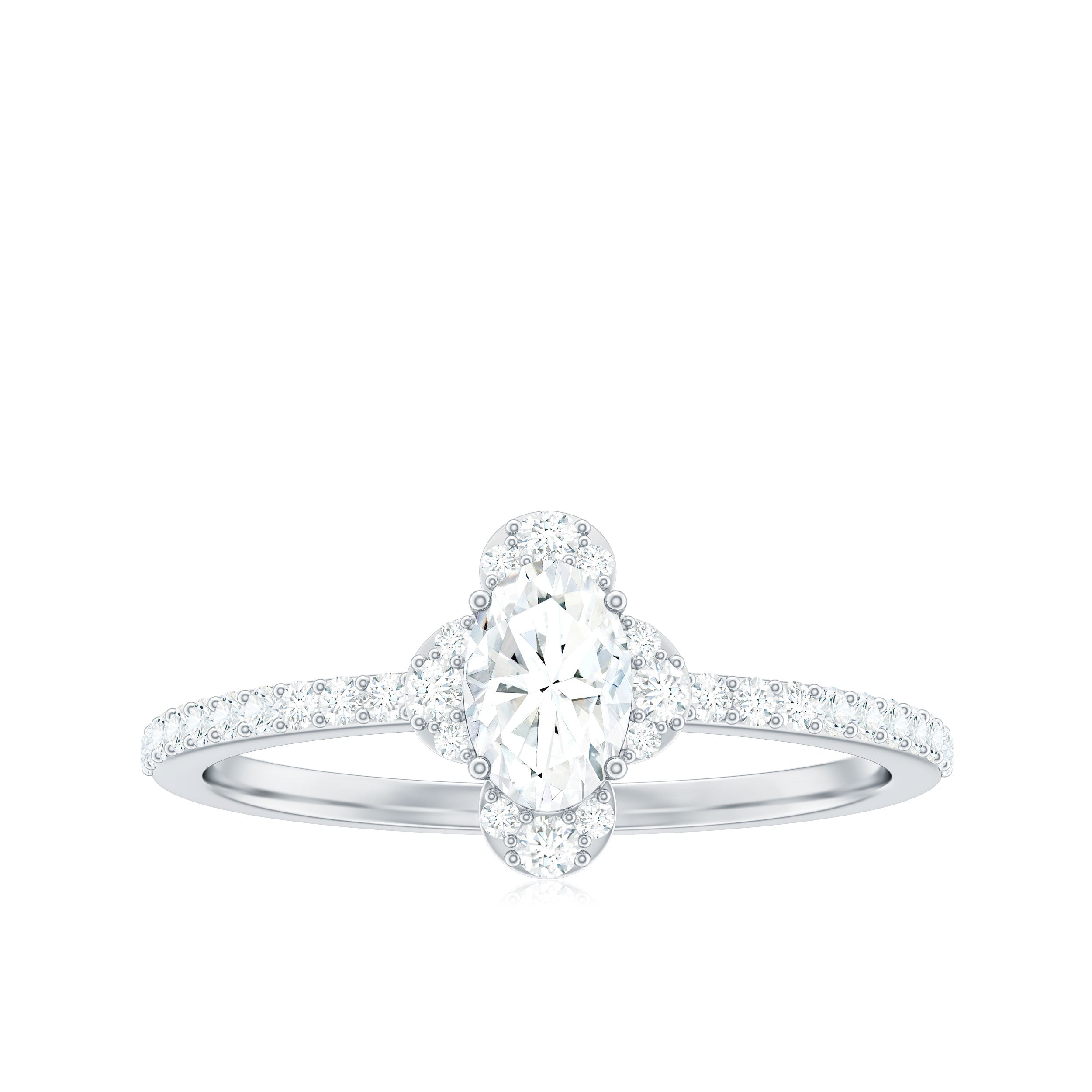1 CT Classic Moissanite Oval Engagement Ring in Gold Moissanite - ( D-VS1 ) - Color and Clarity - Rosec Jewels