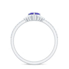 Designer Tanzanite Heart Solitaire Ring with Diamond Side Stones Tanzanite - ( AAA ) - Quality - Rosec Jewels