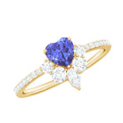 Designer Tanzanite Heart Solitaire Ring with Diamond Side Stones Tanzanite - ( AAA ) - Quality - Rosec Jewels