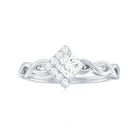 Princess Moissanite Half Halo Promise Ring in Crossover Shank Moissanite - ( D-VS1 ) - Color and Clarity - Rosec Jewels